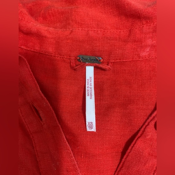 Free people red linen button down dress size XS - Picture 3 of 5